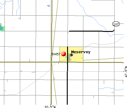 Meservey, IA (50457) map