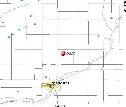 Prescott, IA (50859) map