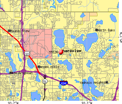 Shoreview, MN (55126) map