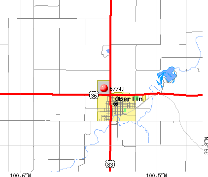 Oberlin, KS (67749) map