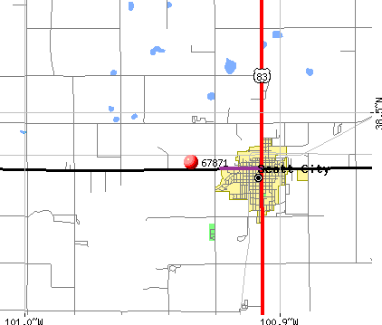 Scott City, KS (67871) map