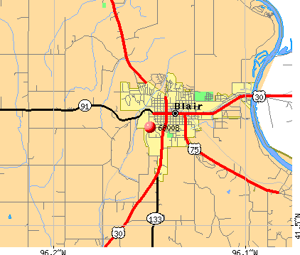 Blair, NE (68008) map