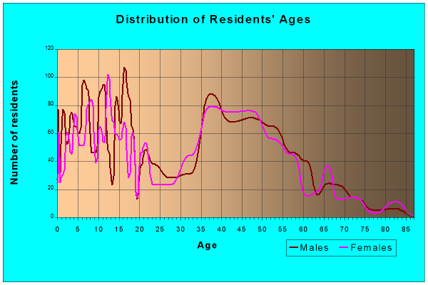 Age and Sex of Residents in zip code 55042