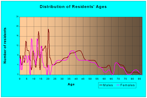 Age and Sex of Residents in zip code 55065